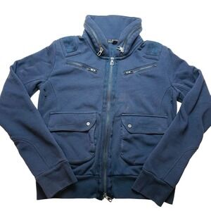 RLX Ralph Lauren Jacket Womens S Navy 100% Cotton Full Zip Military Bomber